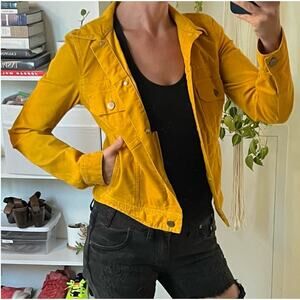 Gap 1969 Corduroy Jacket Womens Large Button Front Golden Yellow 2000s Vibrant